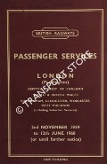 Passenger Services [Timetable] - London (Paddington), Bristol & West of England, South & North Wales, Birmingham, Gloucester, Worcester, West Midlands, 2nd November 1959 to 12th June 1960 by British Railways Western Region